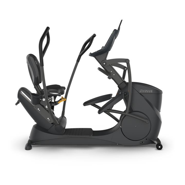 Profile view of Octane xRide xR6 recumbent elliptical showing seated configuration and elliptical frame