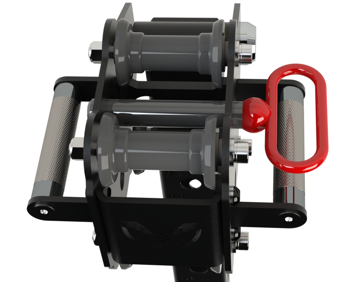 Compatible Defiant Strength power rack equipped with jammer arms for push and pull exercises.