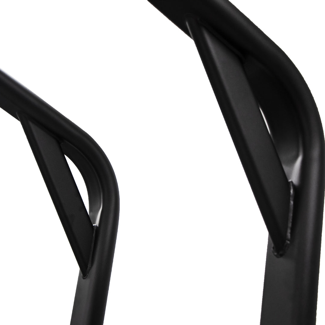 Close-up of curved steel frame construction on TKO power tower