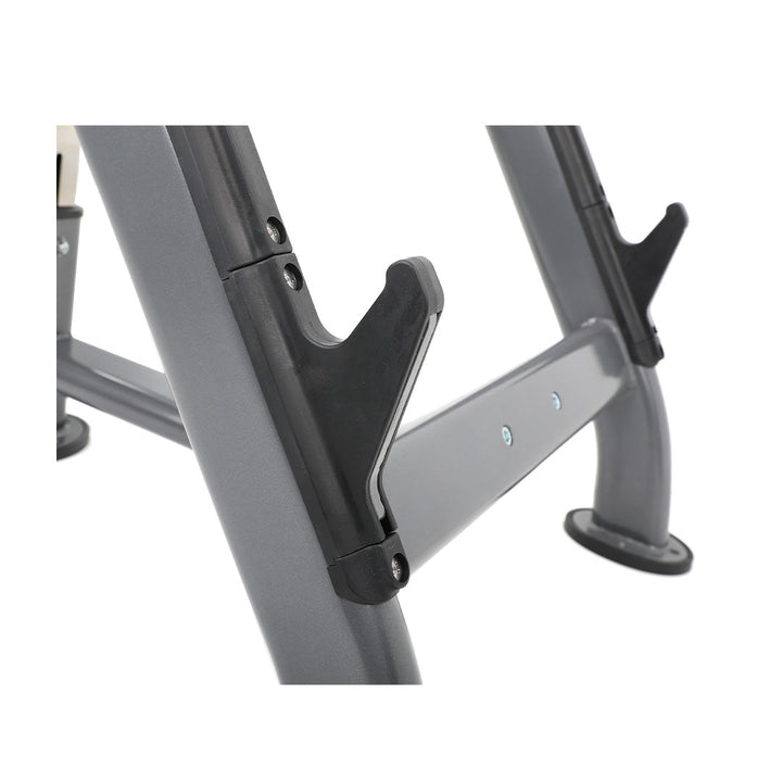 Integrated bar hooks on TKO preacher curl bench frame