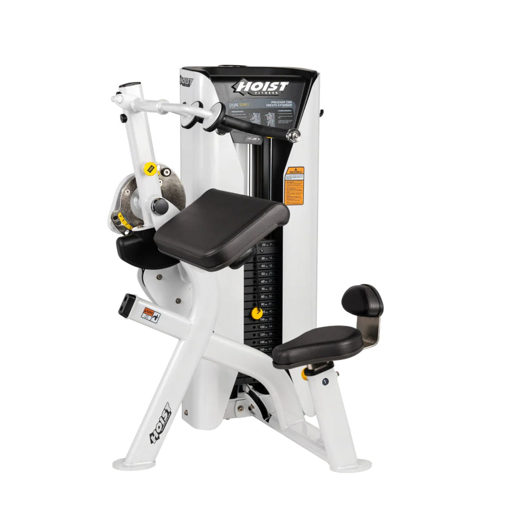 preacher curl and triceps extension machine in light frame finish for arm workouts