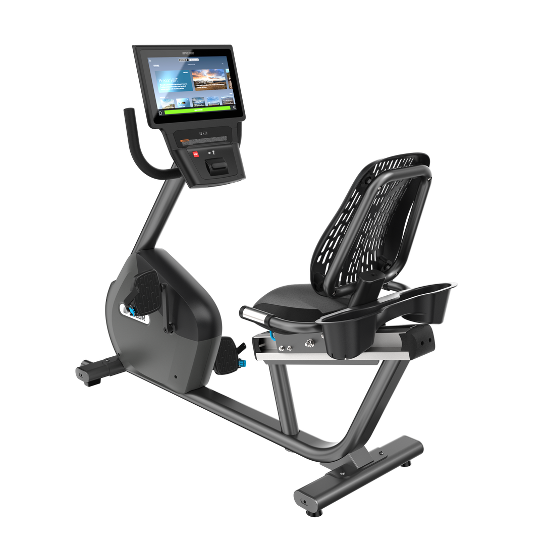 Precor RBK 635 recumbent bike in storm grey