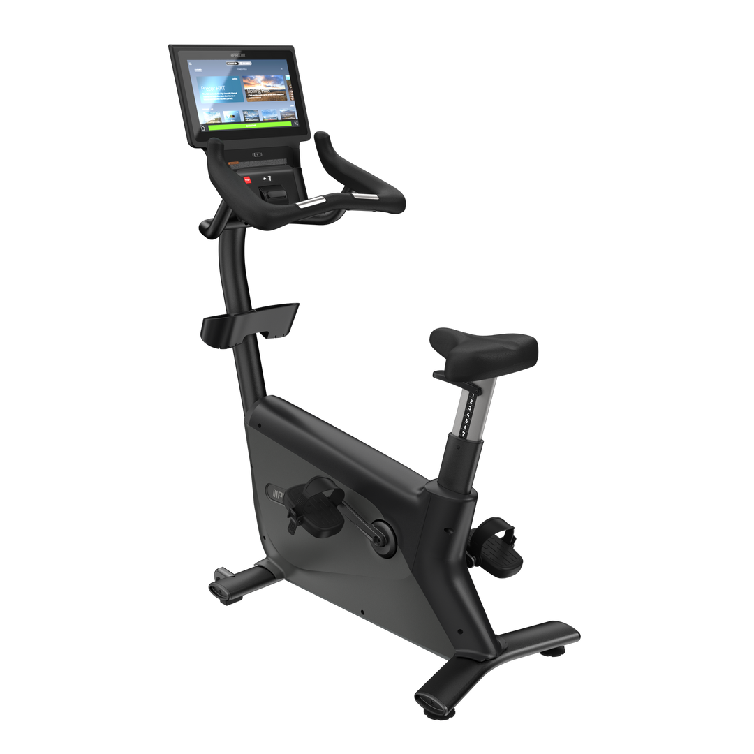 Precor UBK 885 upright bike in Back Pearl color