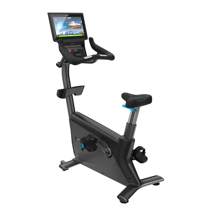 Precor UBK 885 upright bike in Storm Grey