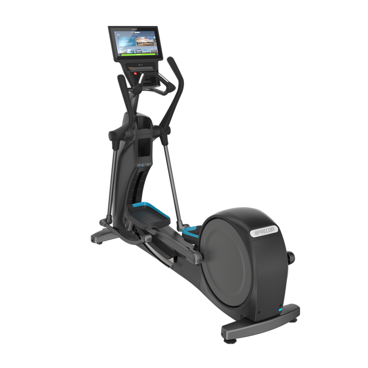 Front view of the Precor EFX 800 P84 commercial elliptical with touchscreen console.