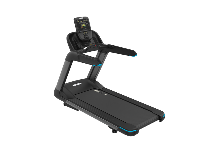 Three-quarter view of the Precor TRM 800 P31 commercial treadmill.