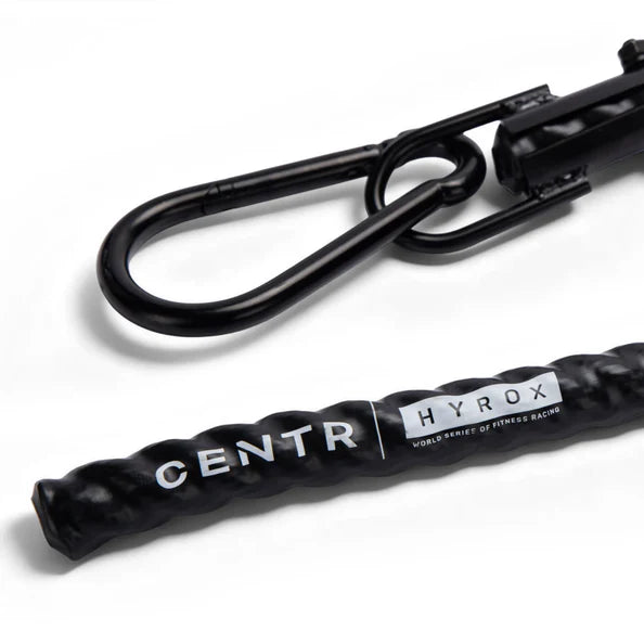 Solid-steel quick-attach hook on the Centr x HYROX Competition Power Rope.