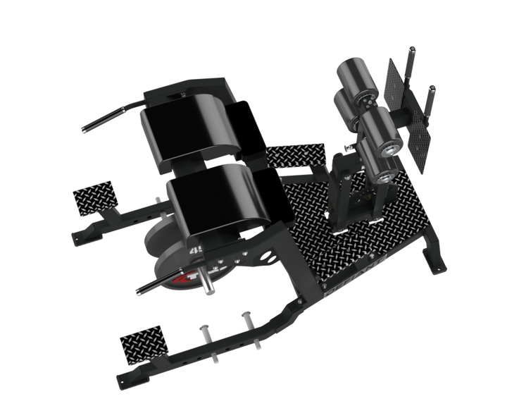 Rear angle of the Defiant Strength Hyper GHD combo machine.