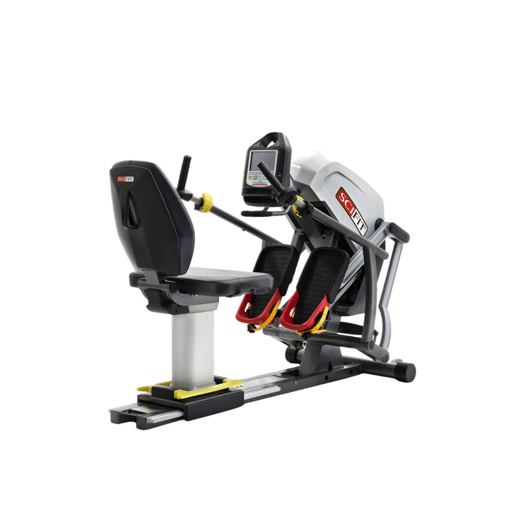 Recumbent stepper exercise machine with bariatric seat and wide support for stable low-impact cardio rehabilitation workouts