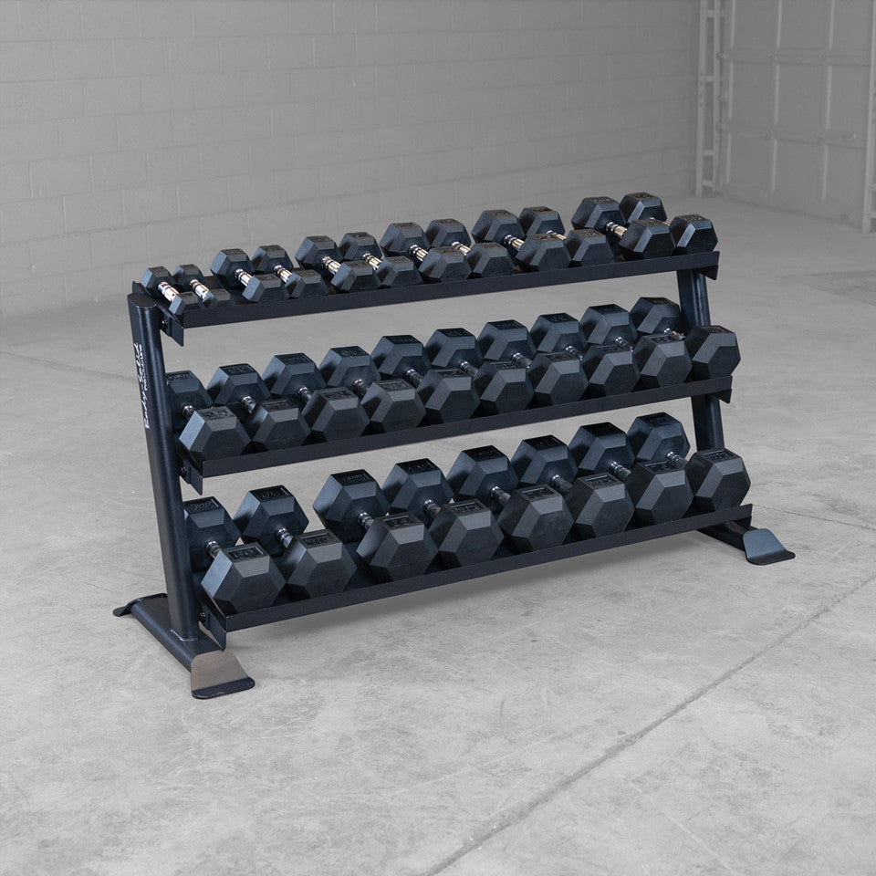 Body Solid Pro Clubline 3 tier Dumbbell Rack 5-75 hex