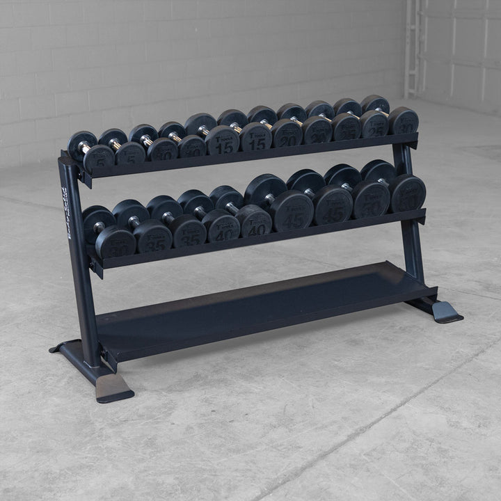 Body Solid Pro Clubline 3 tier Dumbbell Rack 5-75 hex