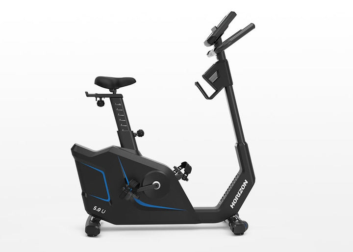 Side view of the Horizon 5.0U upright exercise bike.