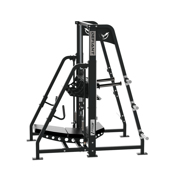 Side view of the Defiant Strength vertical leg press machine.