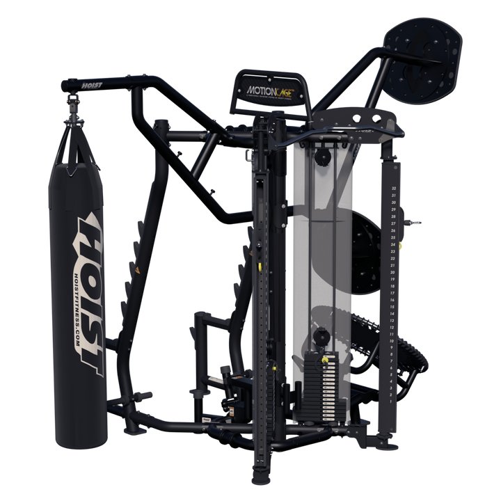 silver frame Motion Cage Studio Package 5 designed for commercial functional training and multi-use fitness exercises