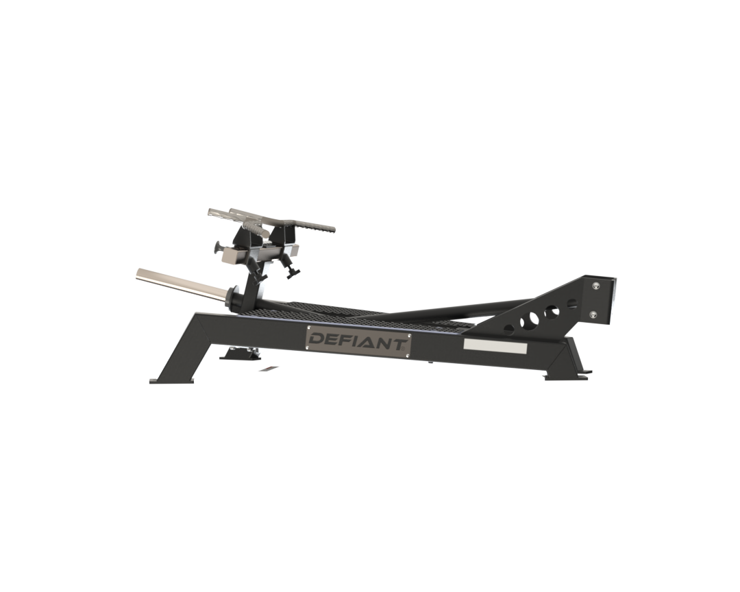 Opposite side view of the Defiant Strength T-bar platform row machine.