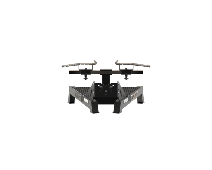 Rear view of the Defiant Strength T-bar platform row machine.