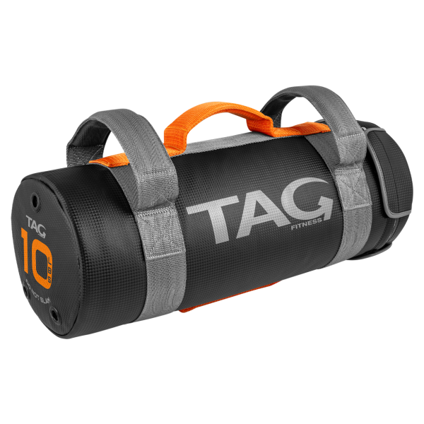 TAG 10 Logo Power Bag with multiple handles and orange accent details  