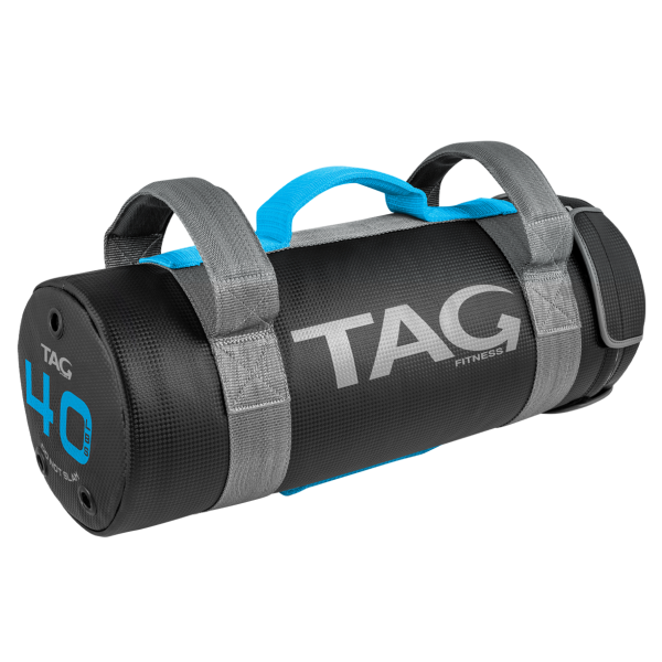 TAG 40 Logo Power Bag with multiple handles and blue accent details  
