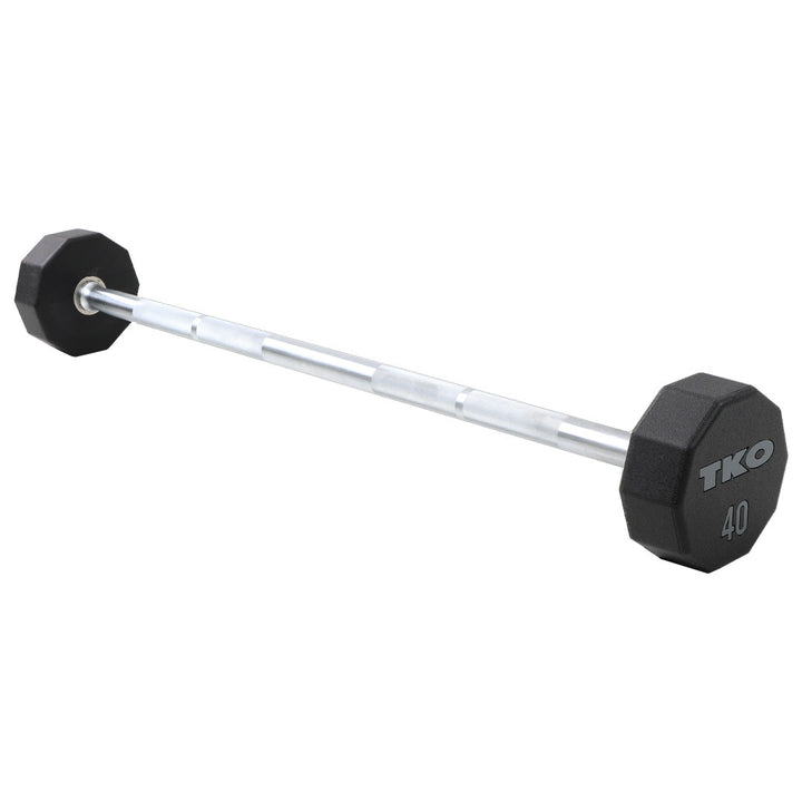 TKO 10-sided urethane fixed straight barbell with urethane-coated heads