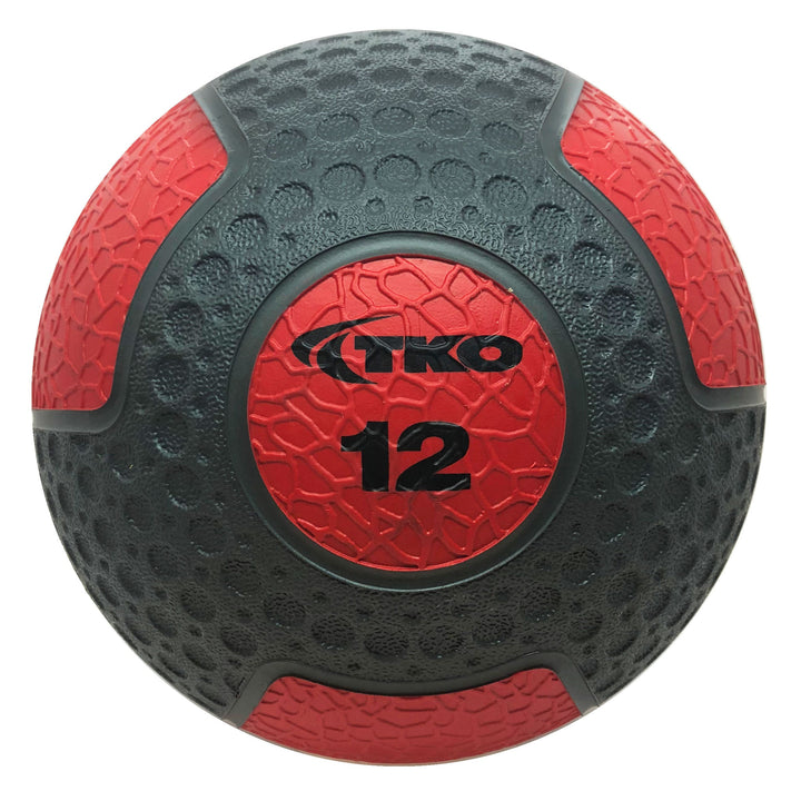 TKO 12 lb commercial rubberized medicine ball with non-slip texture