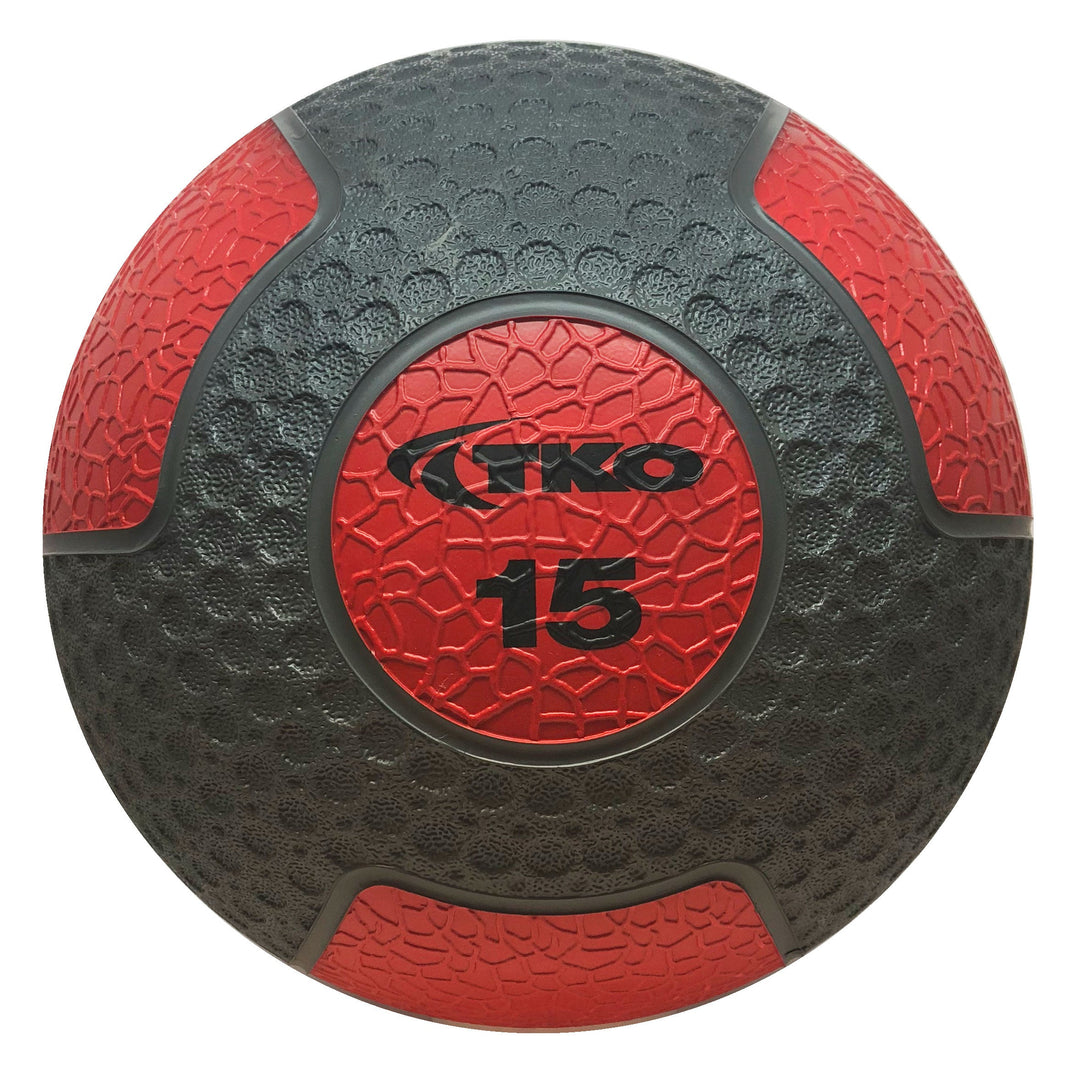 TKO 15 lb weighted medicine ball with durable all-rubber construction