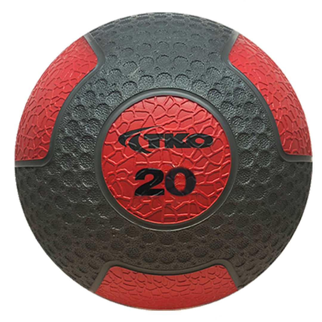 TKO 20 lb commercial medicine ball with textured non-slip surface