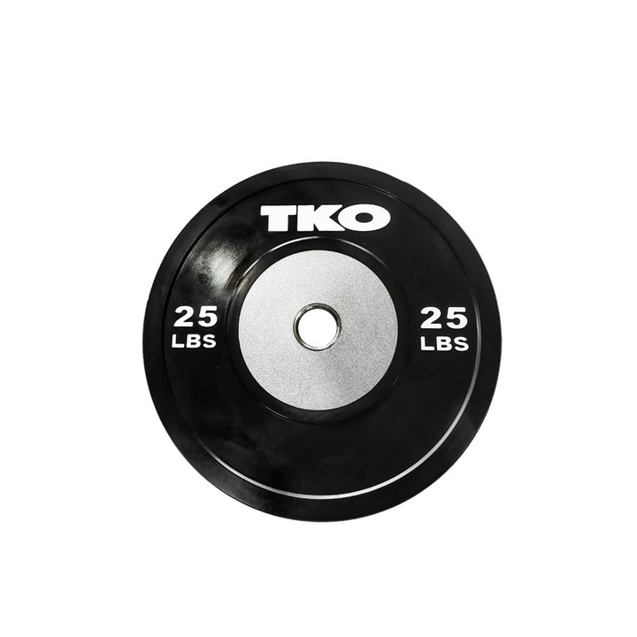 25 lb black competition bumper plate with steel hub construction