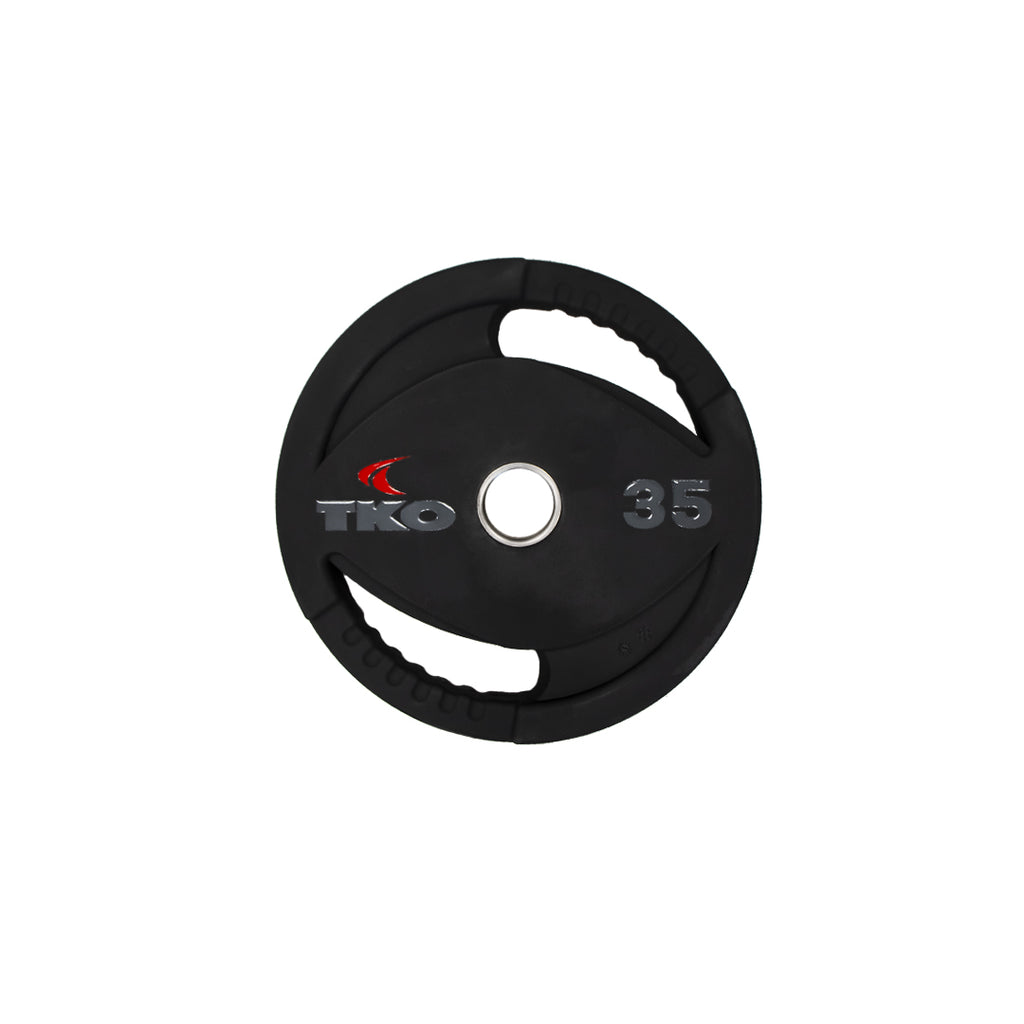 35 lb Olympic urethane grip plate with integrated handles