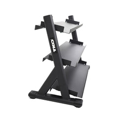 Side view of TKO 3 tier storage rack for hex dumbbells.