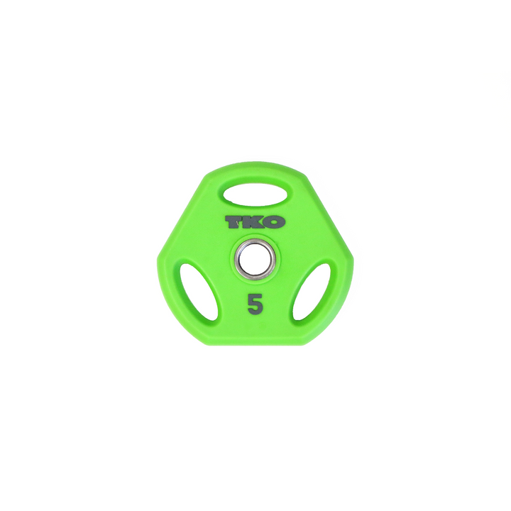 Green 5 lb urethane-coated weight plate for the TKO Cardio Pump Set
