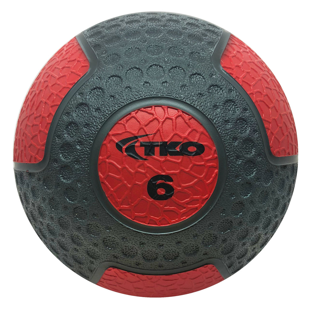 TKO 6 lb weighted medicine ball with double-dimpled grip pattern