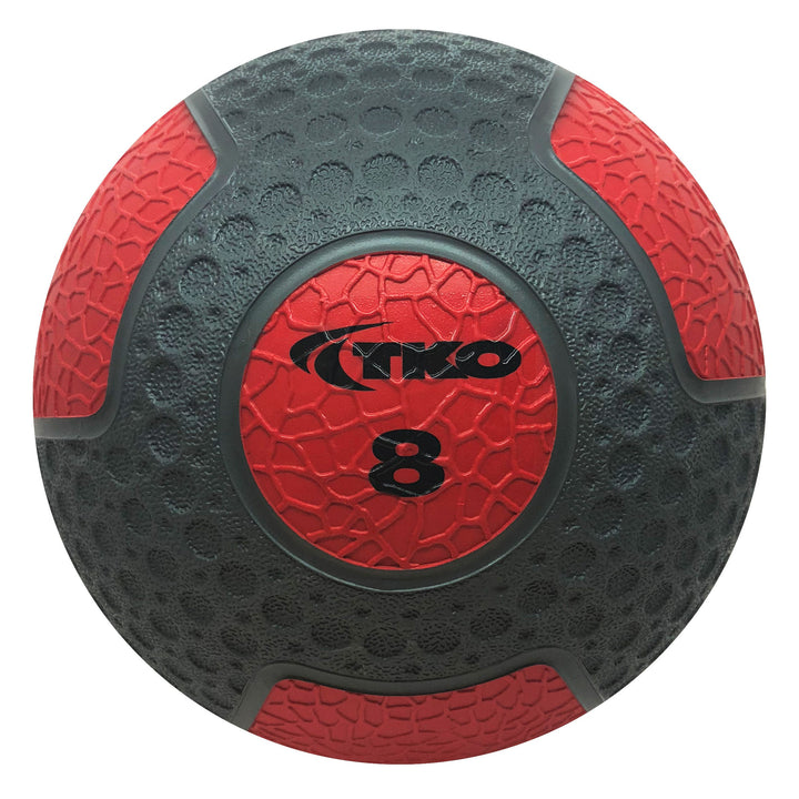 TKO 8 lb rubberized medicine ball in red and gray finish