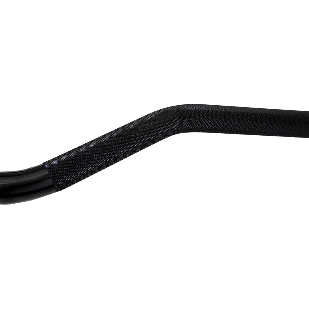 Close-up showing cambered section of TKO Olympic camber bar
