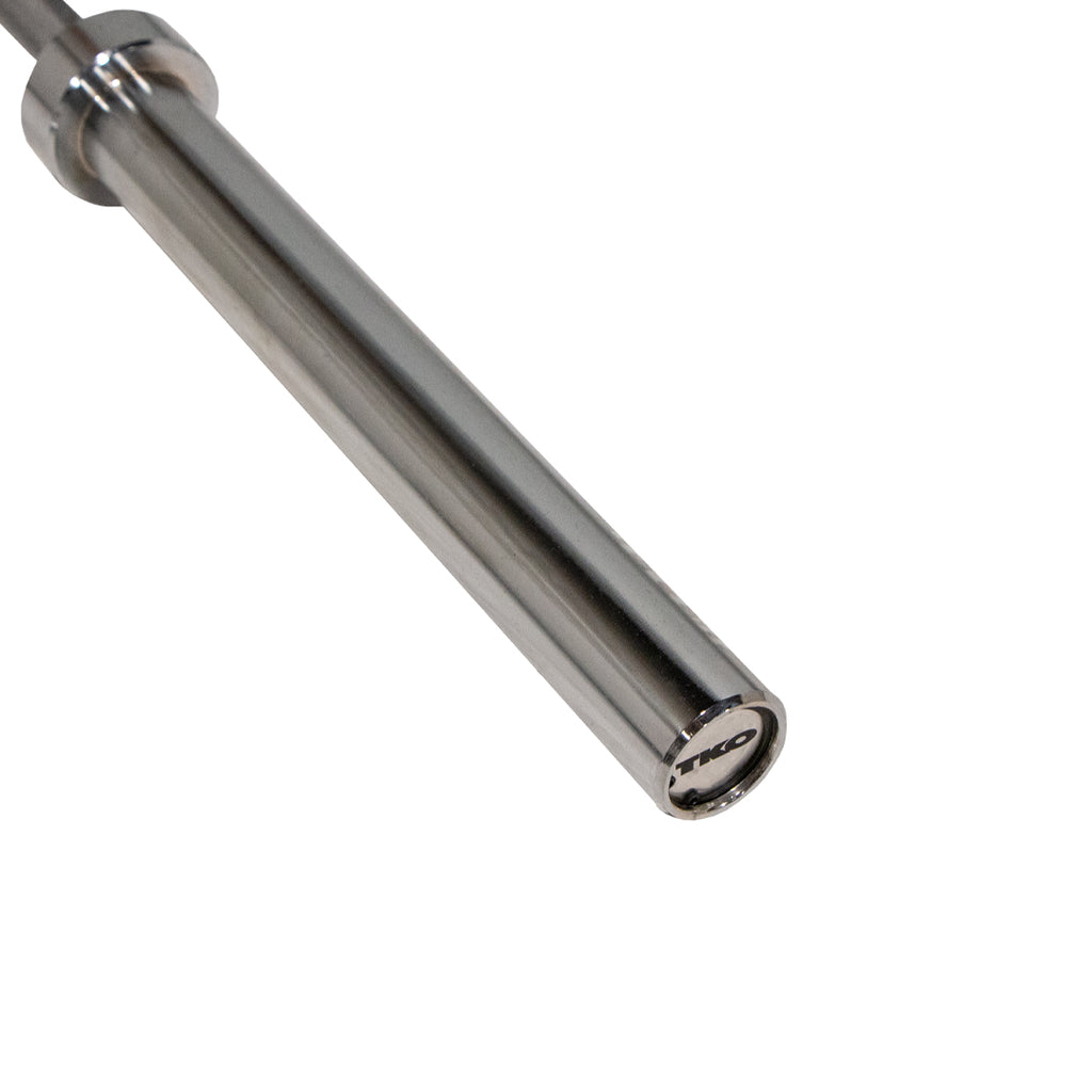 TKO economy Olympic barbell with hard chrome finish and steel end cap