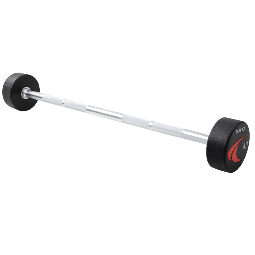 TKO fixed straight signature urethane barbell with round urethane-coated heads