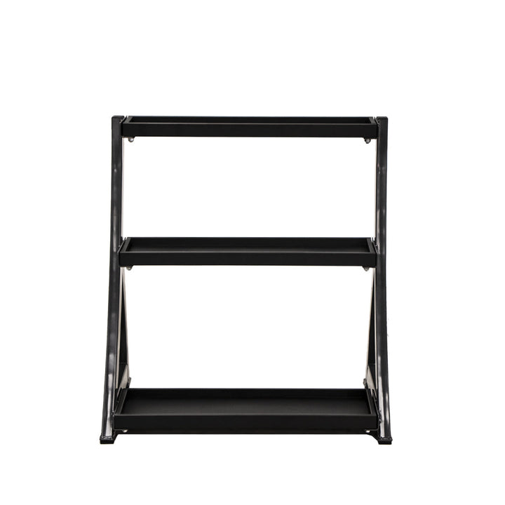 Front view of TKO multi-tier kettlebell storage rack