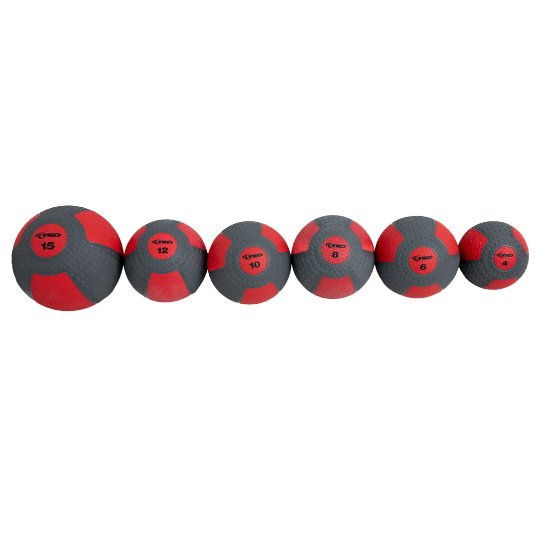 Medicine balls ranging from 4 lb to 15 lb included with package