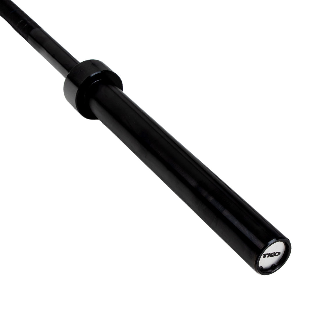 TKO Olympic camber bar with black hard chrome finish and Olympic sleeves