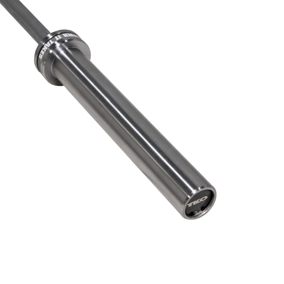 TKO Olympic power bar with hardened chrome finish and needle bearing sleeves