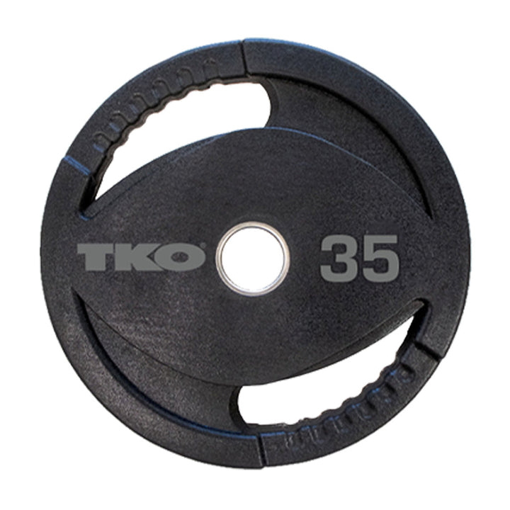 35 lb Olympic urethane grip plate with dual grip slots