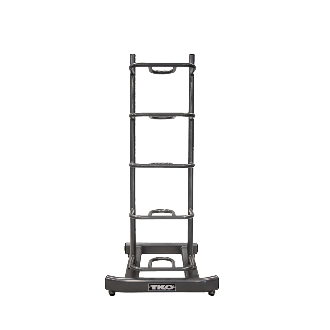 Front view of TKO power bag storage rack storing multiple performance bags