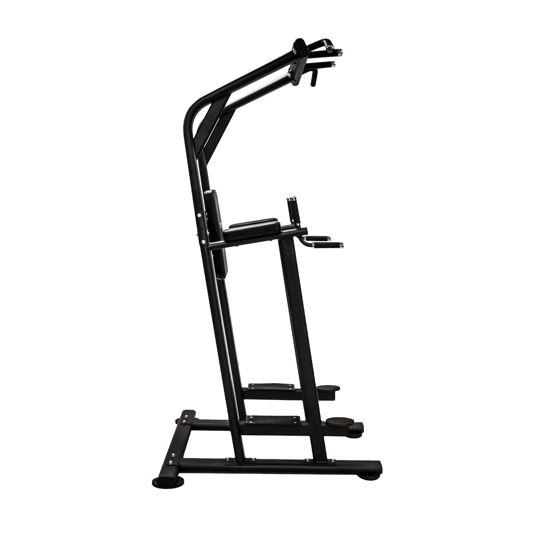 Side profile of TKO power tower with integrated exercise stations