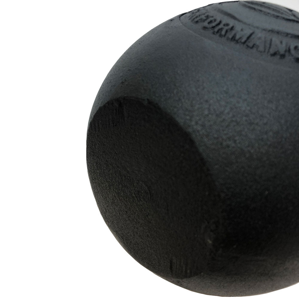 Close-up of fully machined flat base on TKO Pro Cast kettlebell