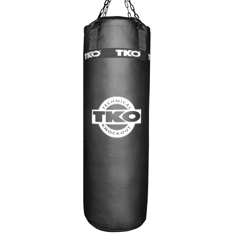 TKO Pro Style heavy bag with hanging chains for boxing and striking training.