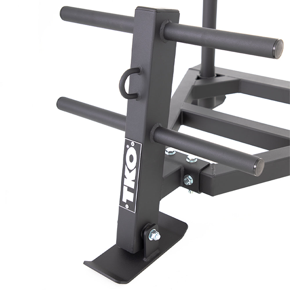 Close-up of TKO push pull sled handle assembly and frame connection