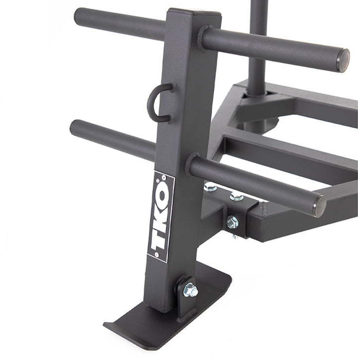 Close-up of TKO push pull sled handle assembly and frame connection