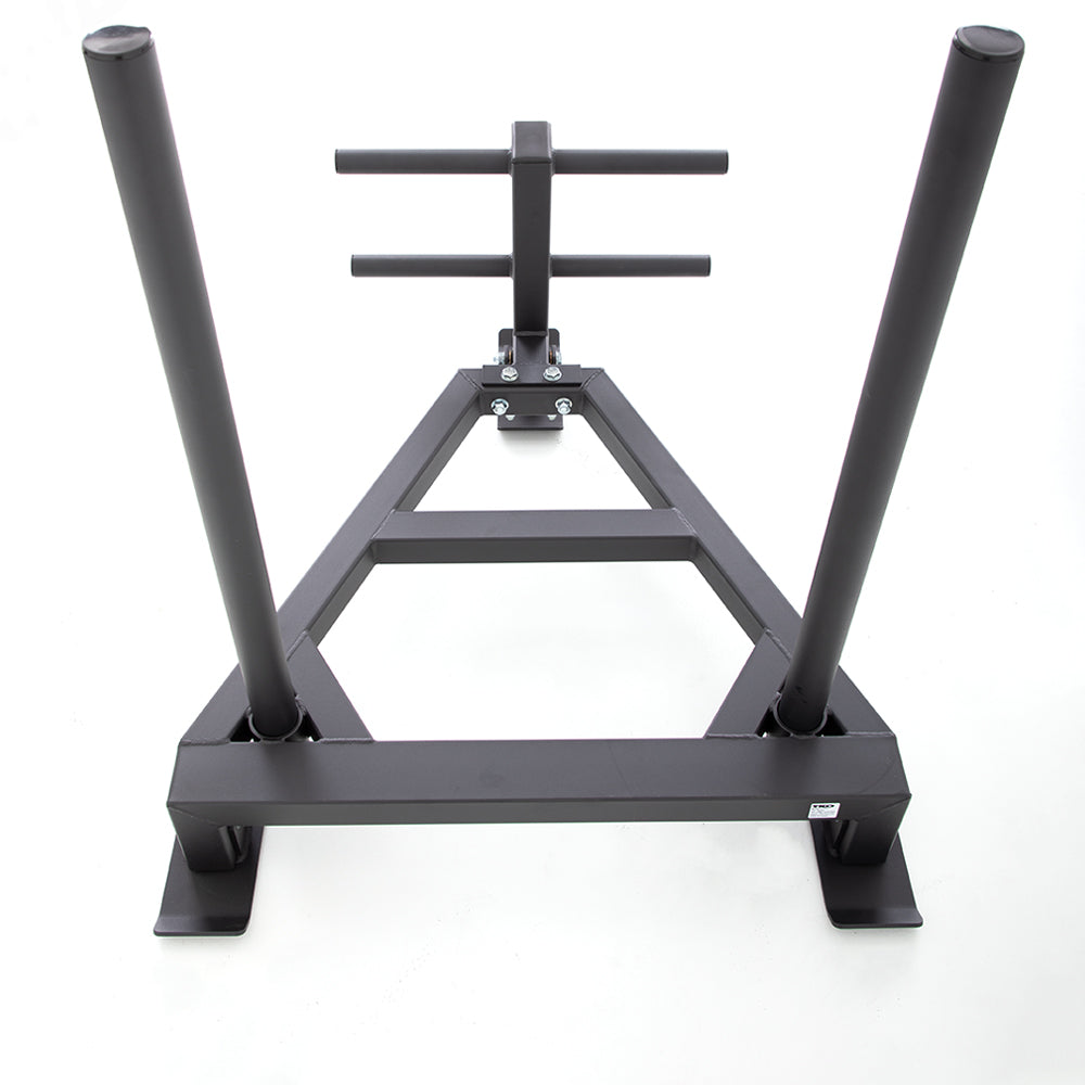 Close-up of floating skid plate and sled base construction