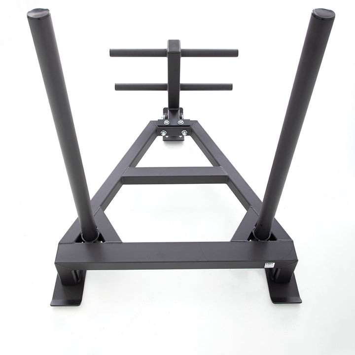 Close-up of floating skid plate and sled base construction