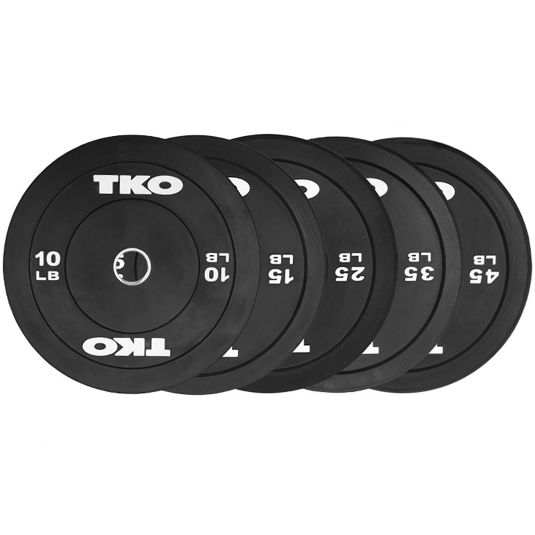 TKO rubber bumper plates available in multiple weight options