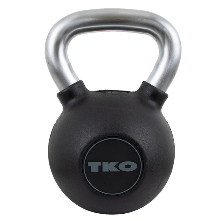 TKO rubber kettlebell with nickel-plated handle front view